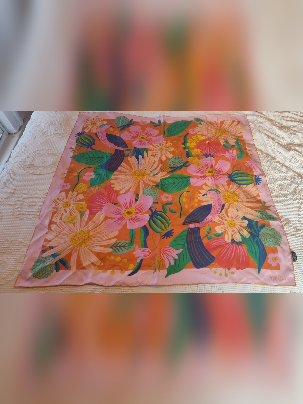 Rifle Paper Company Silk Scarf Floral Tropical Summer